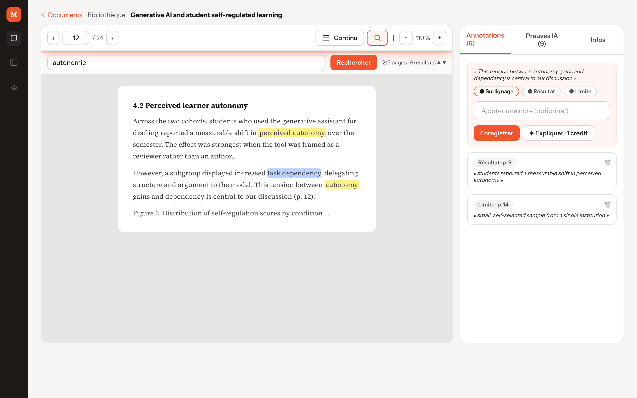 Lecteur PDF avec contrôles de page, mode continu et recherche