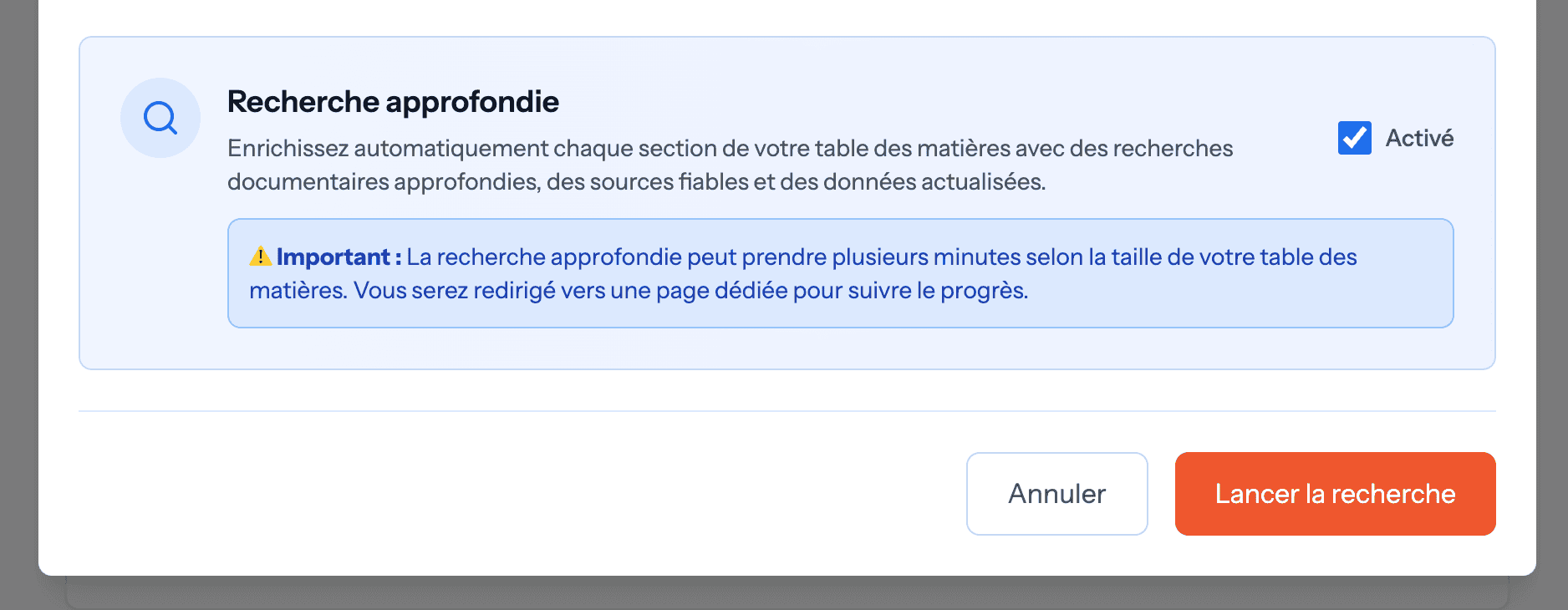 Recherche Approfondie